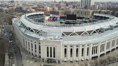 Yankee Stadium with flags on exterior on sunny day in summer - the Bro – NY  Clips